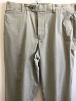 NORDSTROM, Khaki Brown, Cotton, Polyester, Solid, Button Tab Waistband, Zip Front, 4 Pockets, Button