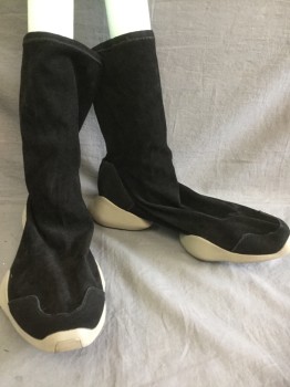 Mens, Sci-Fi/Fantasy Boots , RICK OWENS, Black, Lt Gray, 11, Faux Suede, Pull on Boot, Split Sole