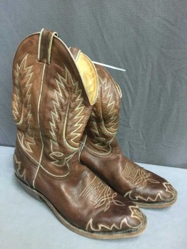 N/L, Brown, Tan Brown, Leather, Brown with Tan Accents, 1.5" Heel