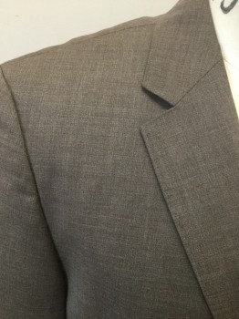 HUGO BOSS, Brown, Wool, Heathered, Single Breasted, Notched Lapel, Hand Picked Collar/Lapel, 3 Pockets, 2 Buttons