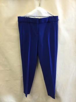 J.CREW, Royal Blue, Poly/Cotton, Spandex, Solid, Royal Blue, Flat Front, 4 Fake Pockets, Zip Front,