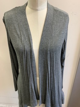 BOBEAU, Gray, Modal, Spandex, Solid, Open Front Jersey Knit