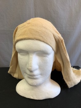 Unisex, Historical Fiction Headpiece, MTO, Tan Brown, Silk, Solid, Nemis, Raw Silk with Leather Ties