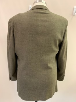 CALVIN KLEIN, Brown, Oatmeal Brown, Wool, 2 Color Weave, Single Breasted, 3 Buttons, Notched Lapel, 3 Pockets, No Back Vent
