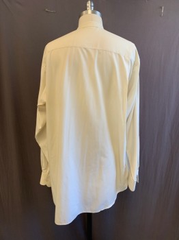 MTO, Off White, Cotton, Solid, Band Collar, Button Front, L/S, 1 Pocket, Textured *Small Stains on Back* *Missing Bottom Bttn*