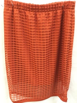ASHLEY STEWART, Dk Orange, Polyester, Solid, Rectangular See-Through Netting, Elastic Waist, Straight Cut Through Hips, Has Some Pulling Fabric in Back