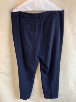 TALBOTS, Navy Blue, Triacetate, Polyester, Solid, Zip Front, Hook Closure, 2 Pockets, Creased Front
