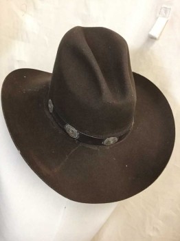 Mens, Cowboy Hat, BAILEY, Brown, Wool, 7 1/2, Brown Felt Cowboy Hat, Aged/Distressed,