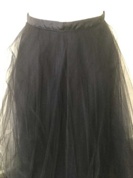 Womens, Skirt, Long, N/L, Black, Polyester, Solid, 27, Long Skirt, 2 Layers Fine Crinkle Black Net W/black Lining, Zip Back, 1" Waistband with 1 Button