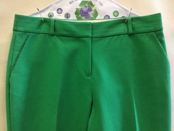 KATE SPADE, Green, Poly/Cotton, Spandex, Solid, Green, Flat Front, Zip Front, 4 Pockets