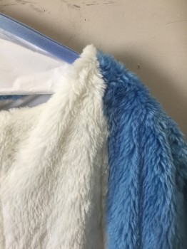 Unisex, Piece 2, N/L, Baby Blue, White, Polyester, C:50", M, BODY -Blue Furry Texture  Jumpsuit with White Belly, Long Sleeves, Structured "Fin" in Back, Velcro Closures in Back, **Includes Non Coded Pair of Blue Furry Feet and Pair of Blue Furry Gloves