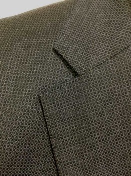 HUGO BOSS, Navy Blue, Charcoal Gray, Wool, Grid , Single Breasted, Notched Lapel, 2 Buttons,  3 Pockets, Gray/White Grid Textured Lining