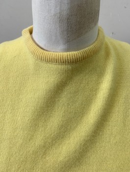 Womens, Sweater, Full Fashioned Impor, Yellow, Acrylic, Solid, B40, Sleeveless Crew with Self Knit Banding on Collar and Sleeveholes , Banded Bottom , Zipper Back