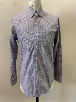 J. Crew, Blue, Brick Red, White, Cotton, Plaid - Tattersall, L/S, Button Front, Collar Attached, Chest Pocket