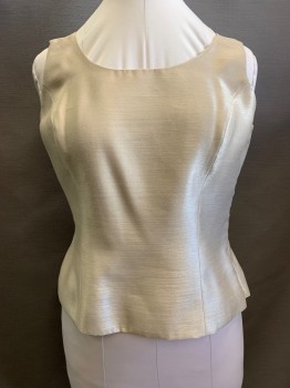 NIPON BOUTIQUE, Gold, Polyester, Rayon, Solid, Light Gold Solid, Sleeveless, Scoop Neck, Left Side Zipper