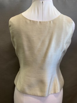 NIPON BOUTIQUE, Gold, Polyester, Rayon, Solid, Light Gold Solid, Sleeveless, Scoop Neck, Left Side Zipper