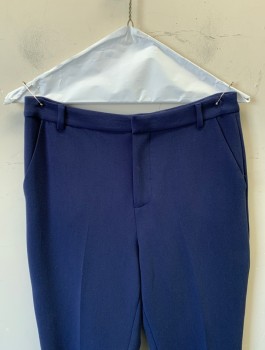 L'AGENCE, Navy Blue, Polyester, Viscose, Solid, Mid Rise, Slim Cropped Leg, Zip Fly, 4 Pockets, Belt Loops