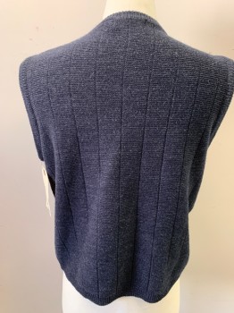Mens, Sweater Vest, VAN HUESEN, Charcoal Gray, Acrylic, Solid, M, V-neck, Pullover, Wide Ribbing, Small Snag in Front