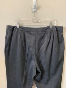 LANE BRYANT, Gray, Polyester, Rayon, Solid, Mid Rise, Boot Cut, Slanted Side Pockets with Button Detail, Zip Fly