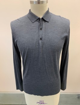 BLOOMINGDALE'S, Graphite Gray, Wool, Heathered, L/S, 3 Buttons