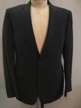 Gucci, Charcoal Gray, Wool, Mohair, Solid, Single Breasted, Notched Lapel, 3 Pockets, 2 Pockets