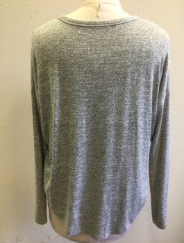 RAG & BONE, Gray, Rayon, Polyester, Heathered, Lightweight Knit, Long Sleeves, Scoop Neck, Boxy Oversized Fit