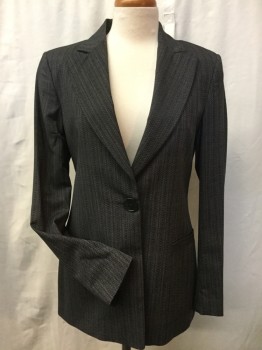 ZANELLA, Black, Lt Gray, Polyester, Rayon, Grid , Peaked Notch Lapel, 1 Button Single Breasted, 2 Faux Pockets