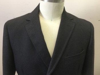 ZZEGNA, Charcoal Gray, Wool, Solid, Notched Lapel, Single Breasted, 3 Pockets,