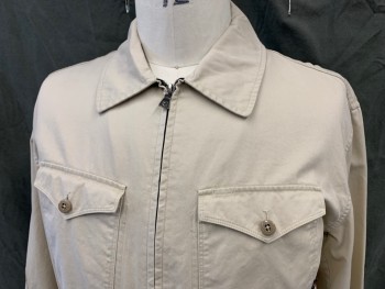 VICTORINOX, Tan Brown, Cotton, Solid, Zip Front, 4 Pockets, Collar Attached, Long Sleeves, Button Cuff