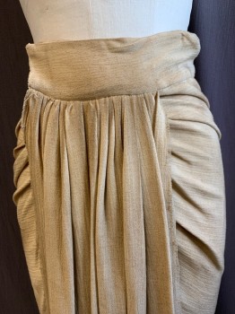 Womens, Historical Fiction Skirt, MTO, Sand, Linen, Solid, Faded, W28, Velcro Front, Raw Edges