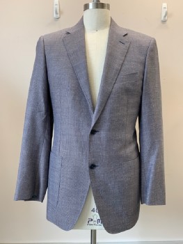 CANALI, Mauve Pink, Blue, Wool, Silk, 2 Color Weave, L/S, 2 Buttons, Single Breasted, Notched Lapel, 3 Pockets,