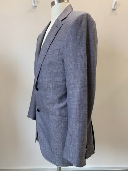 CANALI, Mauve Pink, Blue, Wool, Silk, 2 Color Weave, L/S, 2 Buttons, Single Breasted, Notched Lapel, 3 Pockets,