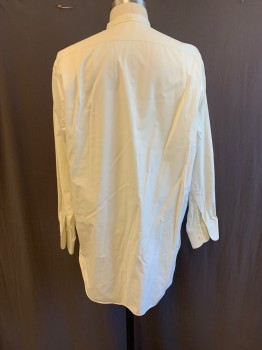 MTO, White, Cotton, Solid, Band Collar, Button Front, L/S