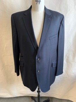 TED BAKER, Black, Wool, Notched Lapel, Single Breasted, Button Front, 2 Buttons, 4 Pockets