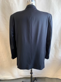 TED BAKER, Black, Wool, Notched Lapel, Single Breasted, Button Front, 2 Buttons, 4 Pockets