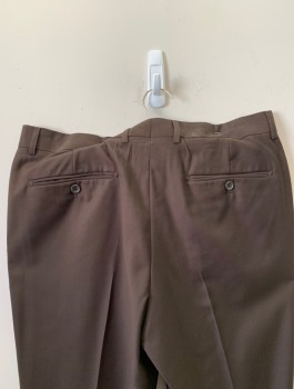 GIORGIO FIORELLI, Dk Brown, Polyester, Viscose, Solid, Flat Front, Button Tab, Zip Fly, 4 Pockets, Belt Loops