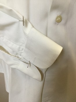 MTO, Cream, Cotton, Solid, Cream, Band Collar,  Button Front, Long Sleeves,