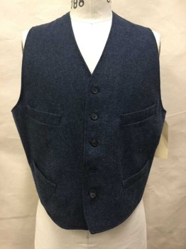 Blue, Wool, Cotton, Heathered, Heathered Blue Wool, Button Front, 4 Pockets,