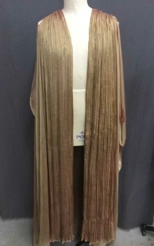 Unisex, Sci-Fi/Fantasy Robe, MTO, Gold, Green, Silk, Solid, N/S, No Closures, Pleated Front and Center Back, Iridescent 2 Color Weave Chiffon, Floor Length Hem,