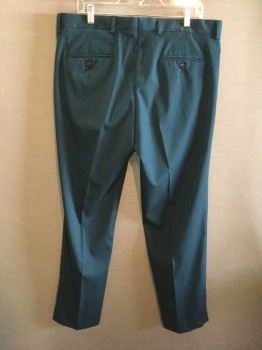 JF, Teal Green, Polyester, Rayon, Solid, Flat Front, Slim, PocketsFC014909