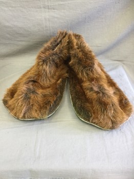Unisex, Piece 4, Brown, Faux Fur, Solid, Furry Ankle Booties