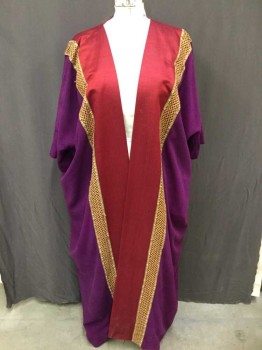 Unisex, Historical Fiction Robe , NL, Purple, Red, Gold, Silk, Metallic/Metal, Solid Red Stripe, Gold Ribbon Stripe,