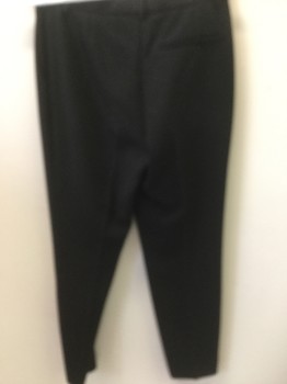 THEORY, Black, Polyester, Spandex, Solid, Straight Leg, Ankle Length, Zip Fly, Slit Pockets