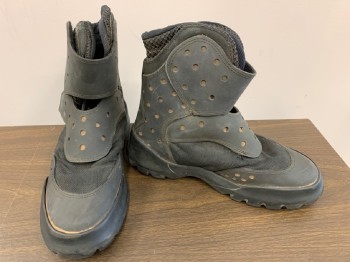 Mens, Sci-Fi/Fantasy Boots , OAKLEY, Black, Synthetic, 8, Gortex and  Brushed Plastic Ankle Boot with Lace Ups Hidden Under Velcro Cross Over Straps