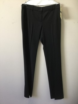 THEORY, Black, Wool, Solid, Flat Front, Zip Fly, Straight Leg