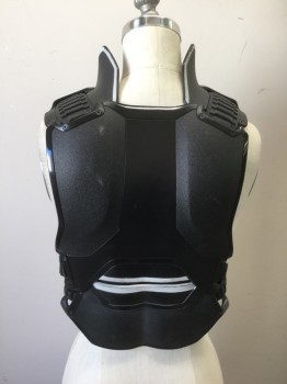 Womens, Sci-Fi/Fantasy Breastplate, MTO, Black, White, Teal Blue, Rubber, Plastic, Color Blocking, Solid, Small, Super Tough, Lots of Velcro for Adjustability, Molded, Shoulder Straps, 2 Sides Straps on Each Side, Removable 6 Pack Stomach Panel and Lower Back Panel