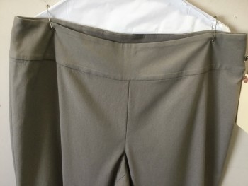 NIC + ZOE, Taupe, Rayon, Nylon, Solid, Wide Waist Band, Pull Up, Stretchy, Flat Front,