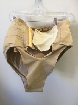 Womens, Pregnancy Belly/Pad, MTO, Tan Brown, Polyester, Solid, O/S, Step In, Elastic, Velcro/ Hook & Eyes Closure Back