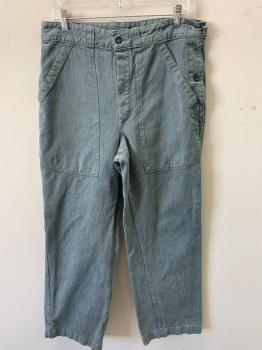 Mens, Historical Fiction Pants, MTO, Gray, Cotton, Heathered, 34/29, Button Fly,  Carpenter, 1800's 4 Pockets,