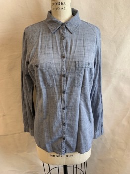 MAURICES, Gray, Cotton, Chambray, C.A., Button Front, L/S